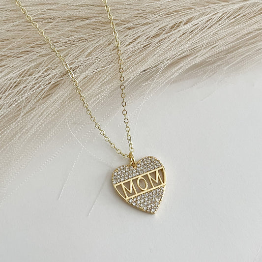Mom Shiny Heart Necklace