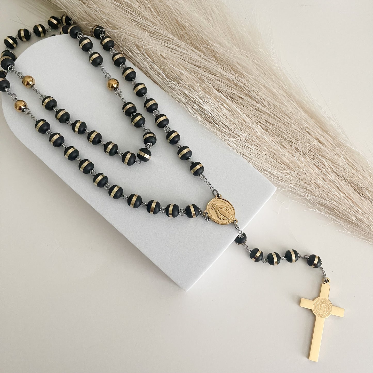 Gold & Black Rosary for Men