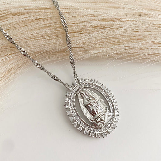 Silver Guadalupe Necklace