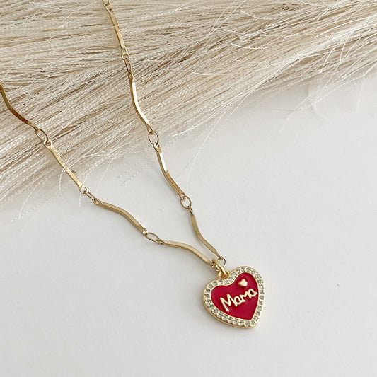 Mamá Red Heart Necklace
