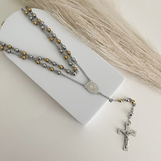 Silver & Gold Rosary for Men