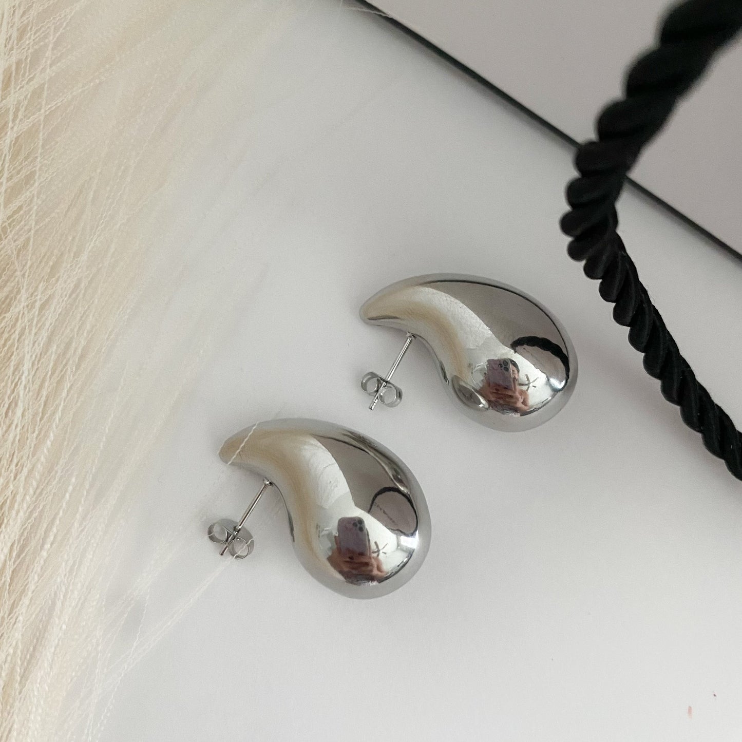 Large Silver Drop Earrings