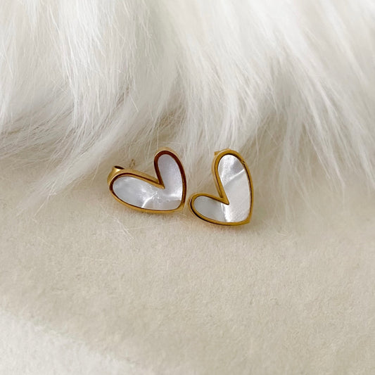 White heart earrings