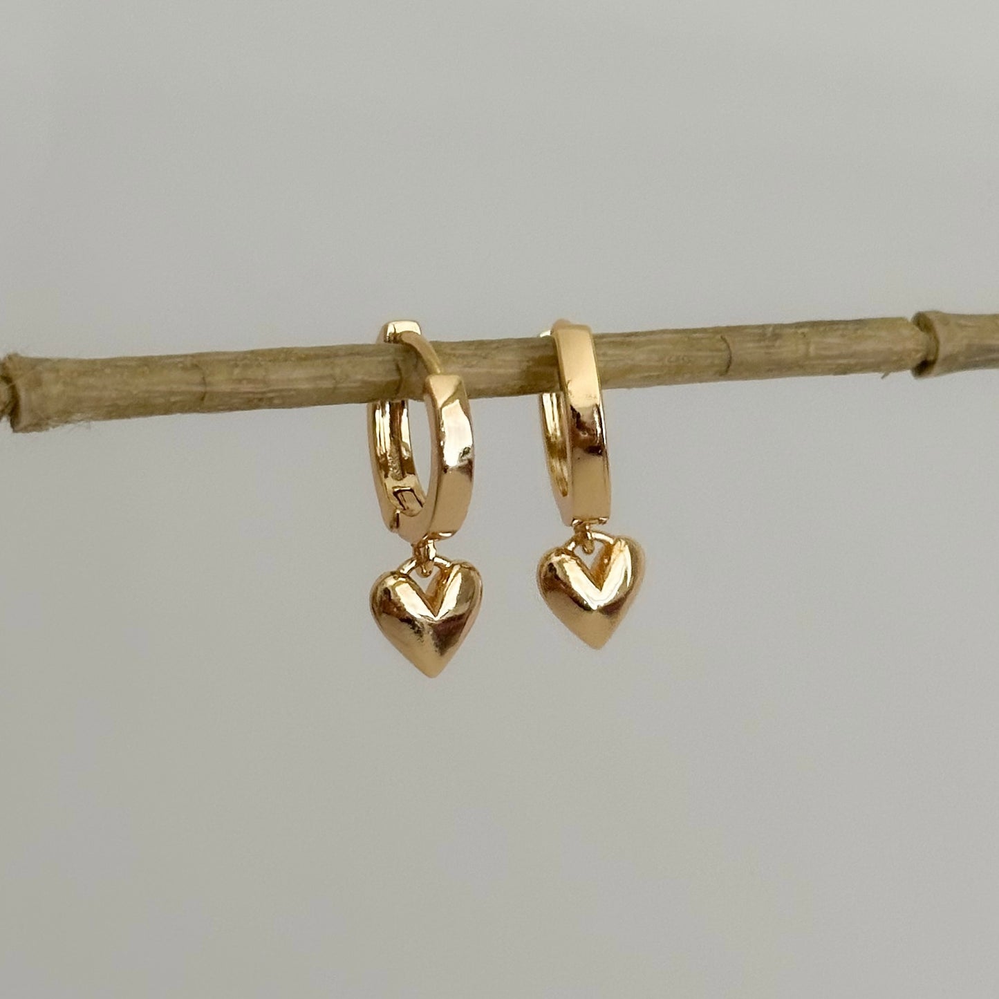 Mini gold heart hoops