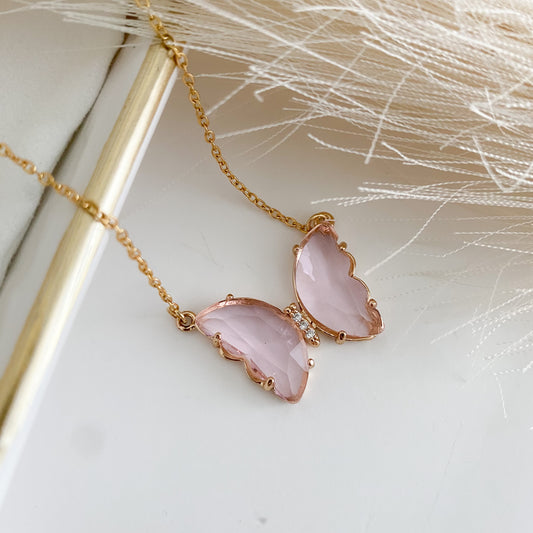 Pink Butterfly Necklace