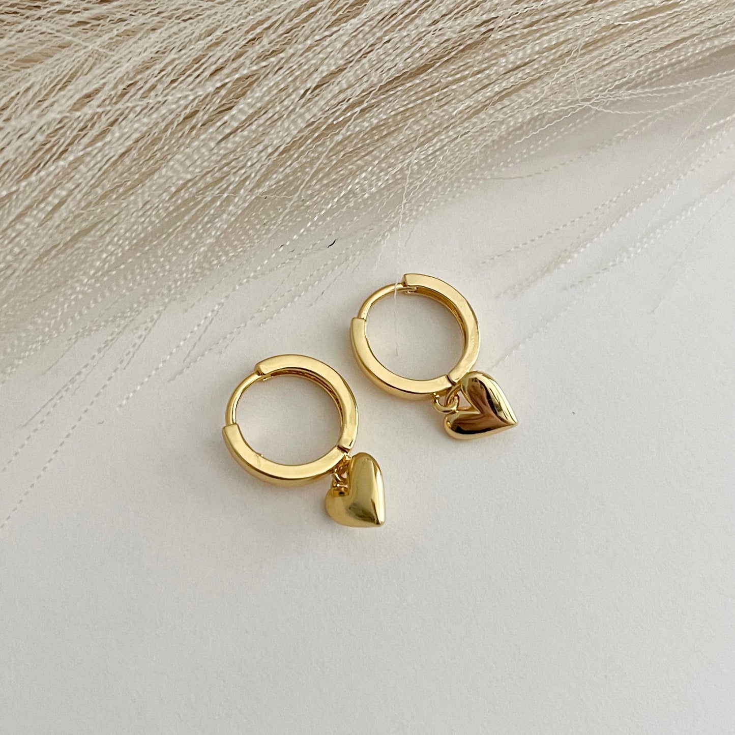 Mini gold heart hoops