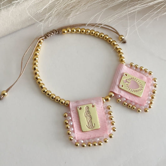 Virgen de la Chinita Scapular Bracelet (Baby Pink)