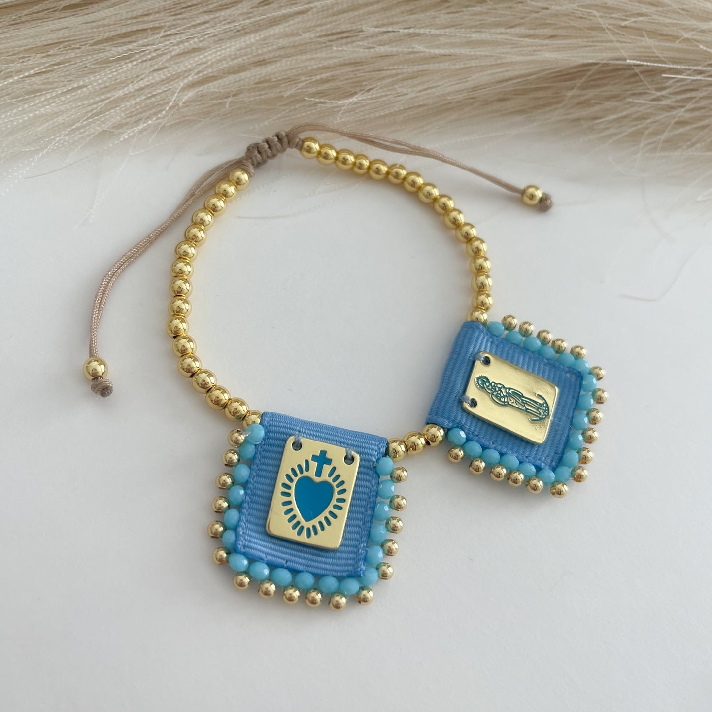 Virgen de la Chinita Scapular Bracelet (Baby Blue)