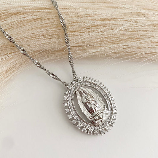 Silver Guadalupe Necklace