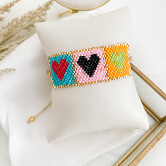 Colorful hearts bracelet