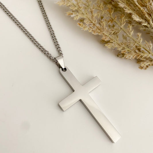 Classic silver cross necklace