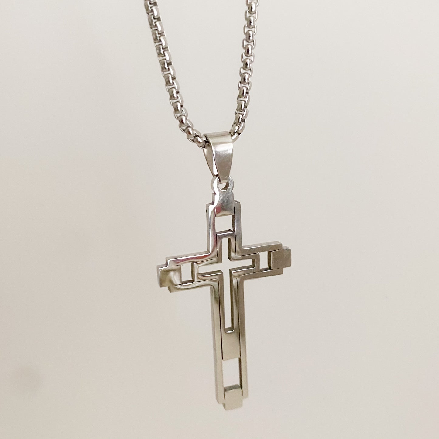 Jesus cross silver necklace