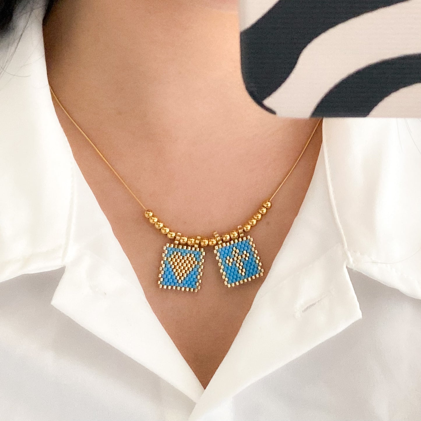 Sky blue with gold scapular