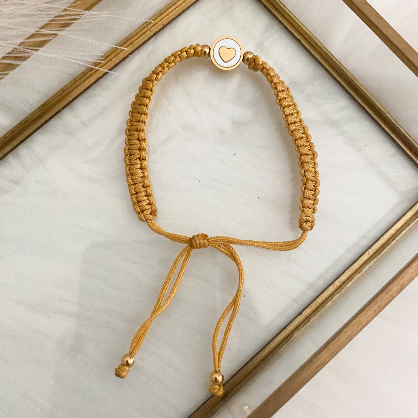 Light Gold Heart Hand Woven Bracelet