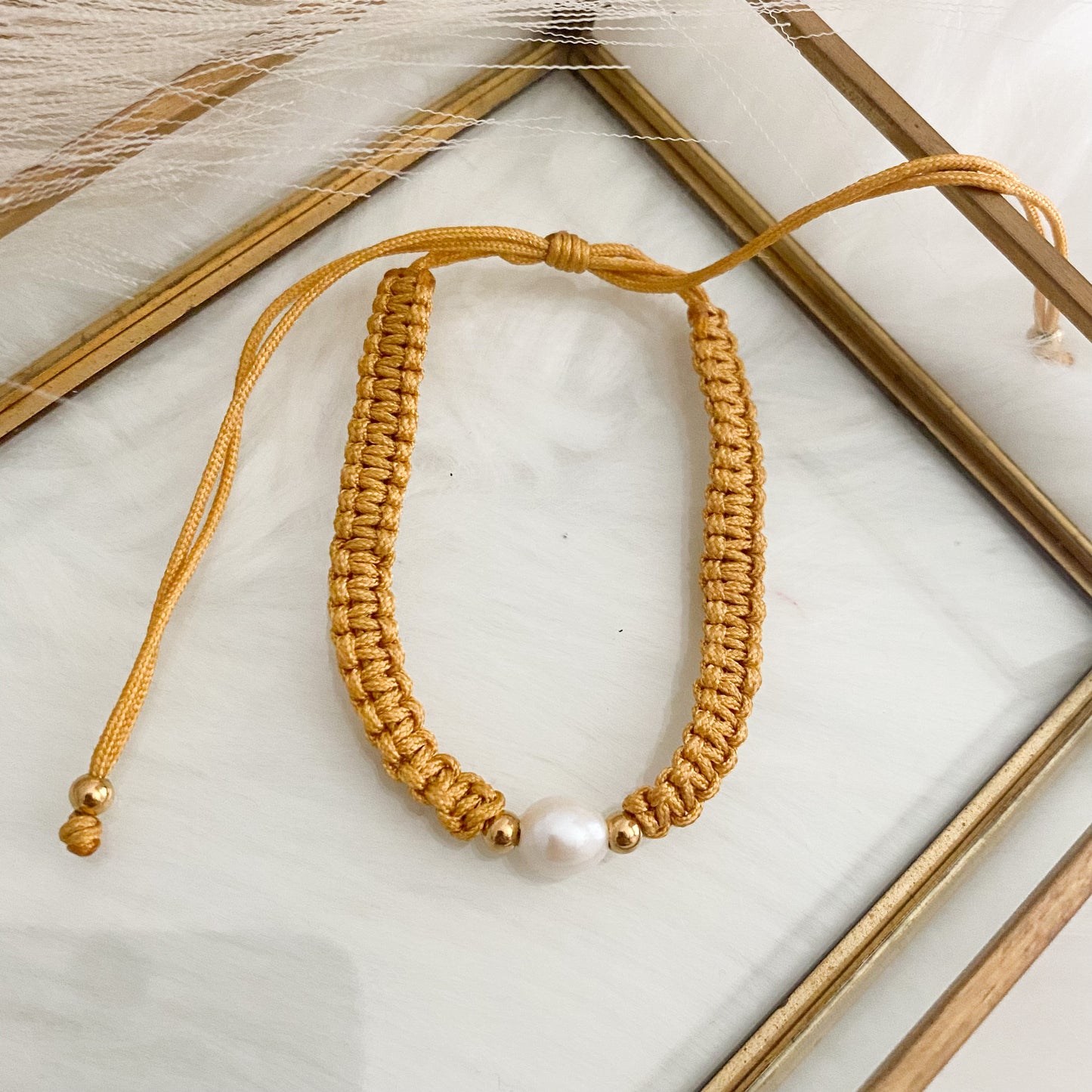 Light Gold Pearl Hand Woven Bracelet
