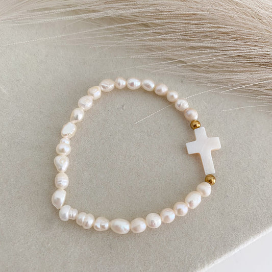 Pearl Cross Bracelet