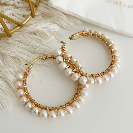 Italia pearl hoops