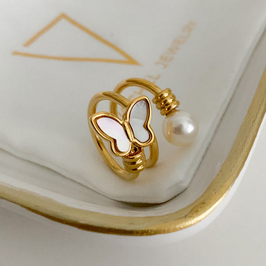 Pearl Butterfly Ring